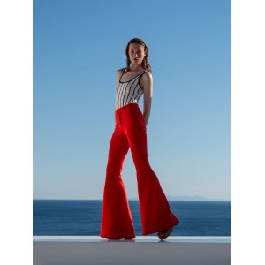 Libelloula Beth Red Extra Flared Shaping Παντελόνι