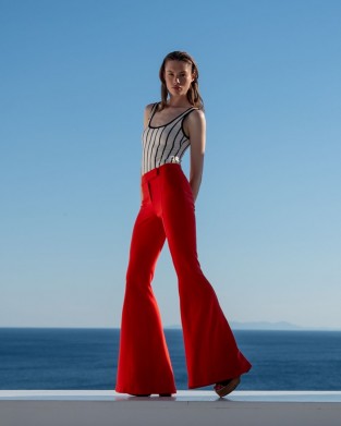 Libelloula Beth Red Extra Flared Shaping Παντελόνι