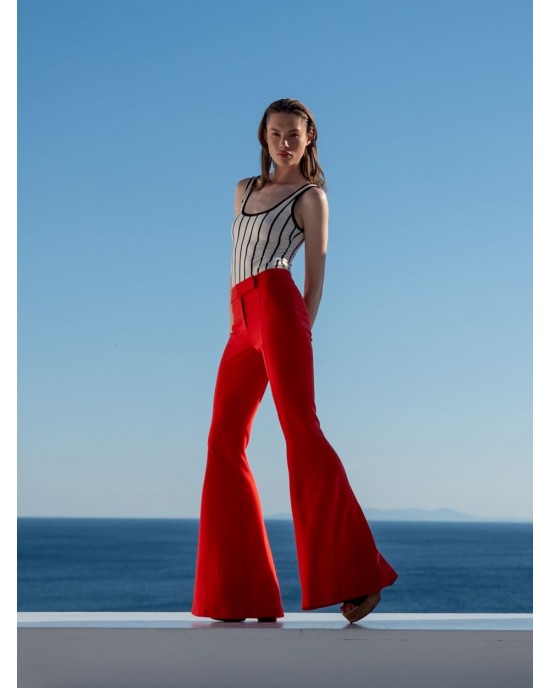 Libelloula Beth Red Extra Flared Shaping Παντελόνι