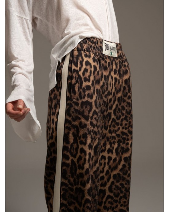 LIBELLOULA Dan Leopard Linen Παντελόνι