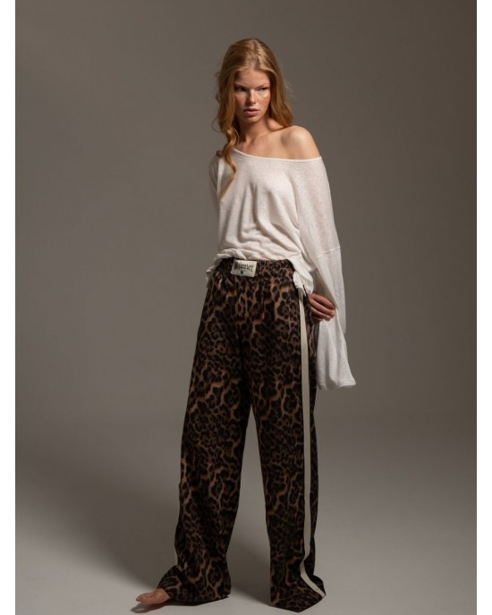 LIBELLOULA Dan Leopard Linen Παντελόνι
