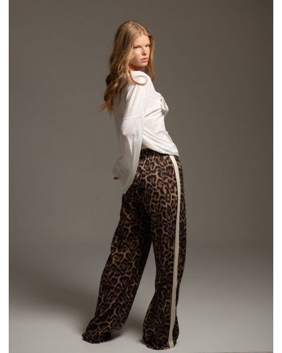 LIBELLOULA Dan Leopard Linen Παντελόνι
