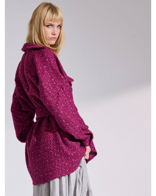 LIBELLOULA Kenneth Bordeaux Tweed Oversized Πουκάμισο