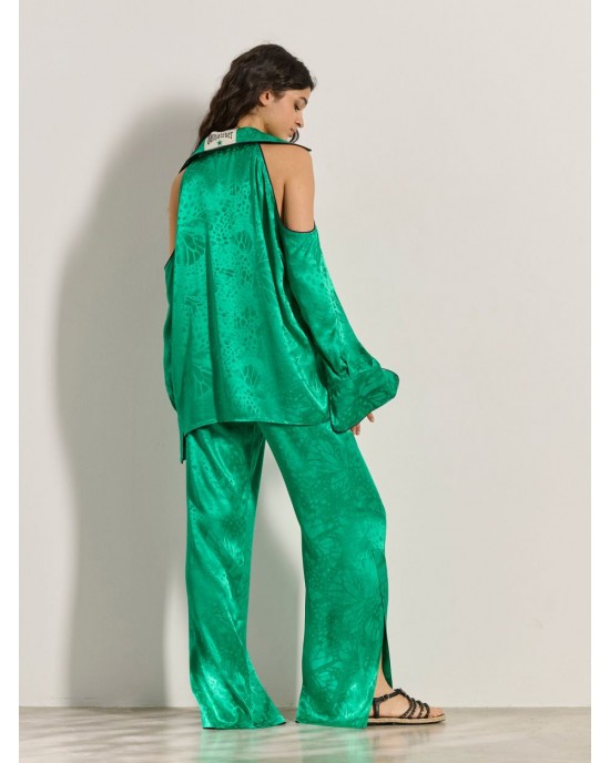 Libelloula Liona Green Floral Satin Πουκάμισο & Παντελόνι
