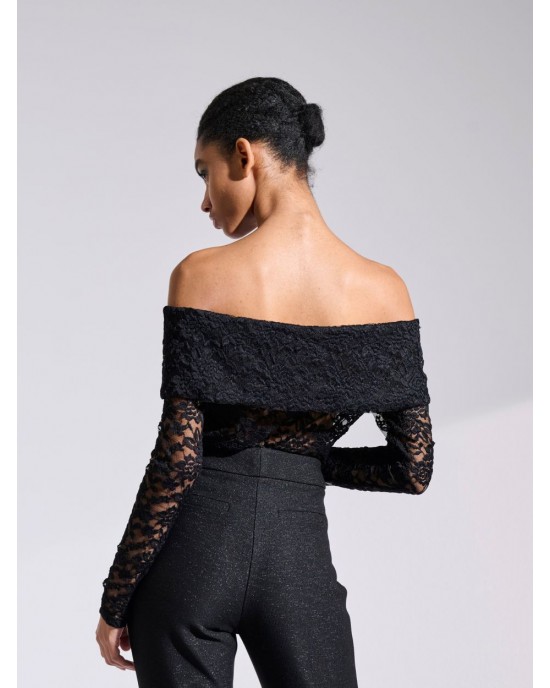 Libelloula Monica Black Off Shoulder Μπλούζα