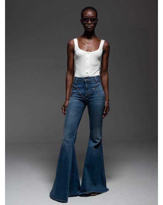 Libelloula Orson Flared Blue Denim Παντελόνι