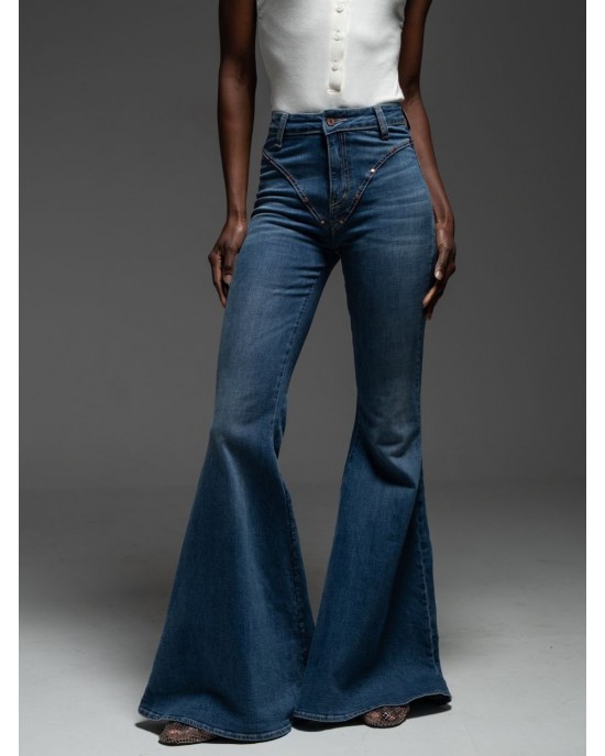 Libelloula Orson Flared Blue Denim Παντελόνι