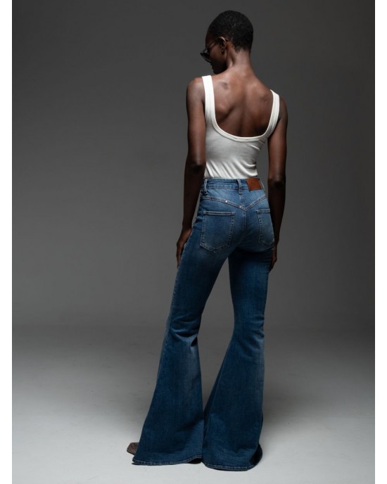 Libelloula Orson Flared Blue Denim Παντελόνι