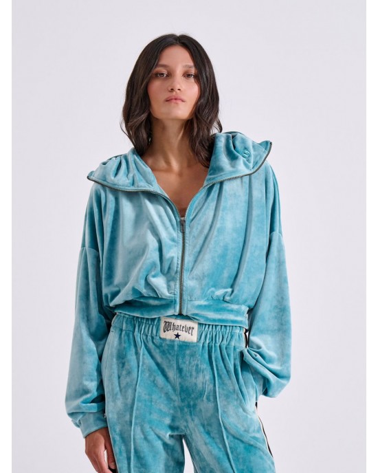 Libelloula Phyllis Light Blue Velvet Ζακέτα Φόρμας