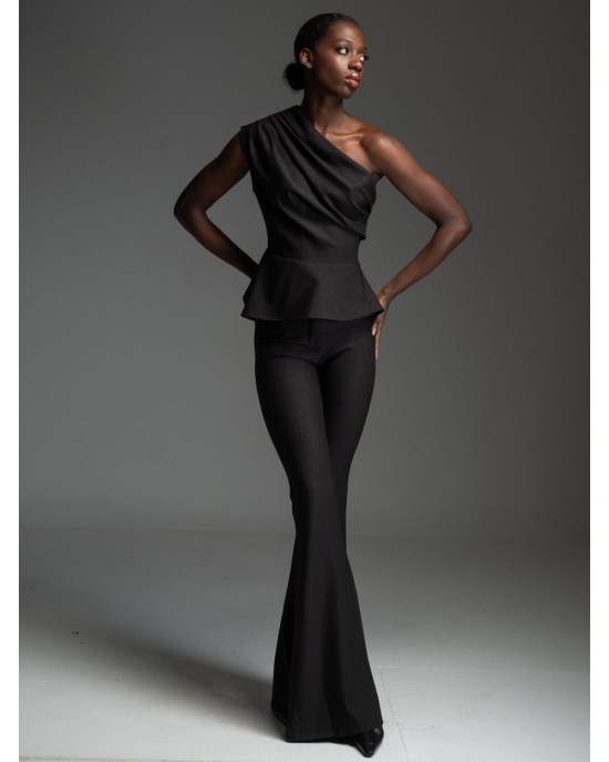 Libelloula Quinn Black Shimmer Flared Παντελόνι