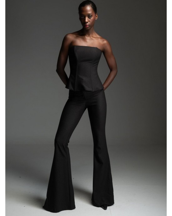 Libelloula Quinn Black Shimmer Flared Παντελόνι