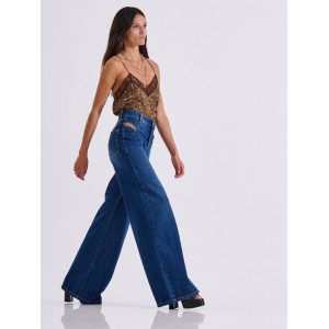 Libelloula Raven Denim Blue With Side Cuts Παντελόνι