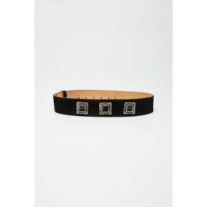 Leather Twist Barbara Suede Black Δερμάτινη Ζώνη