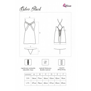 Livco Corsetti Fashion Raber Chemise & Thong Μαύρο