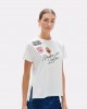 Lola Casademunt Patches & Side Openings White T-shirt Μπλούζα