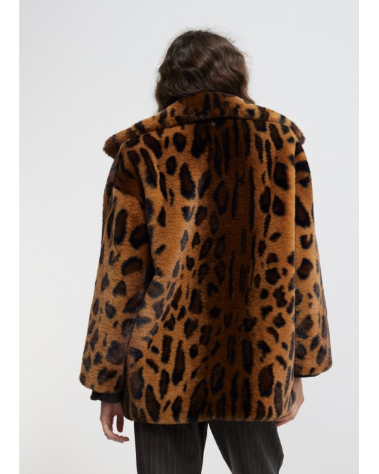 Lola Casademunt Animal Print Faux Fur Black/Brown Μπουφάν