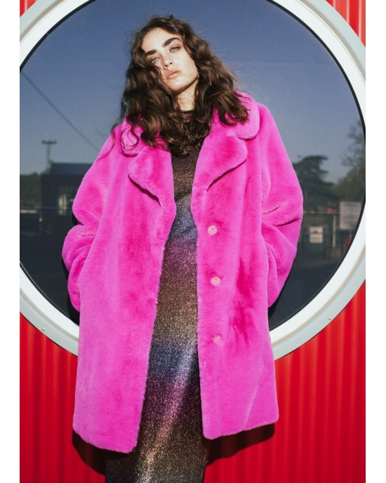 Lola Casademunt Faux Fur Fucsia Παλτό