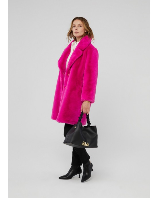 Lola Casademunt Faux Fur Fucsia Παλτό