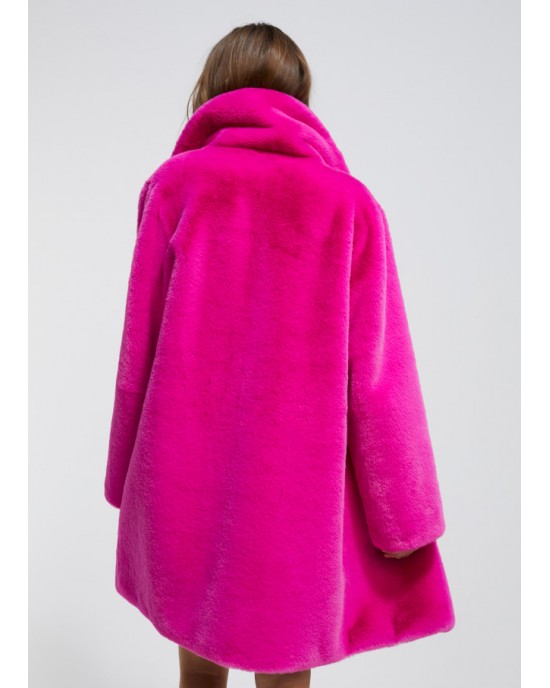 Lola Casademunt Faux Fur Fucsia Παλτό