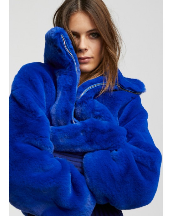 Lola Casademunt Faux Fur Blue Μπουφάν