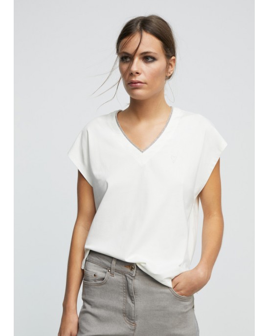 Lola Casademunt T-Shirt With Chain Detail White Μπλούζα