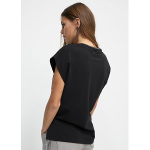 Lola Casademunt T-Shirt With Chain Detail Black Μπλούζα