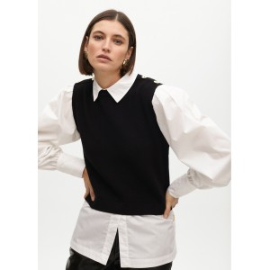 Lola Casademunt Combined With Poplin Πουλόβερ Black/White Lola Casademunt Combined With Poplin Πουλόβερ Black/White