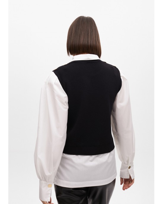 Lola Casademunt Combined With Poplin Πουλόβερ Black/White Lola Casademunt Combined With Poplin Πουλόβερ Black/White