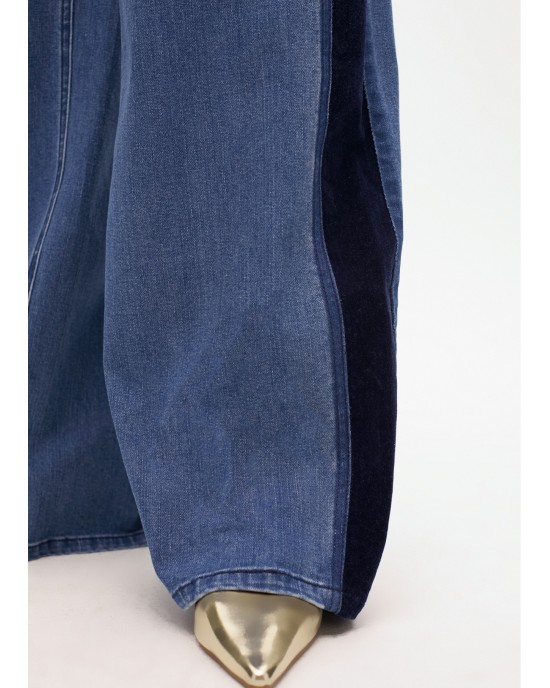 Lola Casademunt Denim With Velvet Details Παντελόνι Lola Casademunt Denim With Velvet Details Παντελόνι