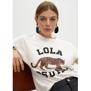 Lola Casademunt Tiger Print T-Shirt White Μπλούζα