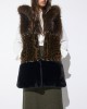 Lola Casademunt Tricolor Faux Fur Midi Vest Animal Print Stud Details Γιλέκο