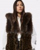 Lola Casademunt Tricolor Faux Fur Midi Vest Animal Print Stud Details Γιλέκο