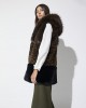 Lola Casademunt Tricolor Faux Fur Midi Vest Animal Print Stud Details Γιλέκο