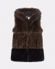 Lola Casademunt Tricolor Faux Fur Midi Vest Animal Print Stud Details Γιλέκο