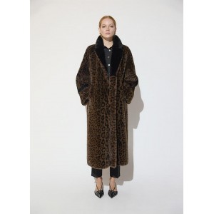 Lola Casademunt Leopard Print Faux Fur Long Παλτό