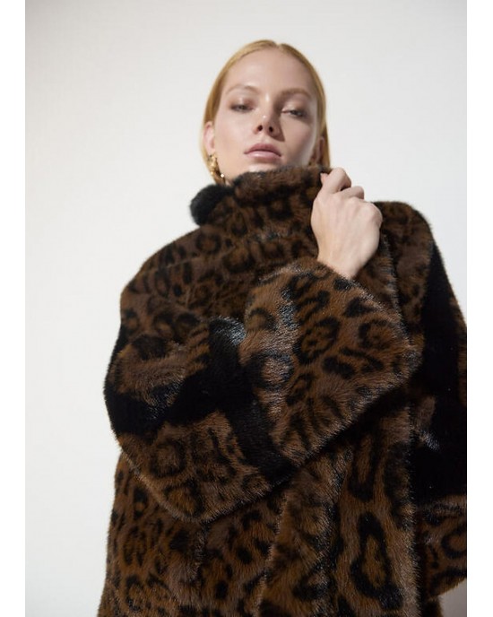 Lola Casademunt Leopard Print Faux Fur Long Παλτό