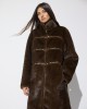 Lola Casademunt Faux Fur Long Hair Stud Details Brown Παλτό