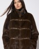 Lola Casademunt Faux Fur Long Hair Stud Details Brown Παλτό