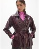 Lola Casademunt Long Faux Leather Bordeaux Biker Τζάκετ
