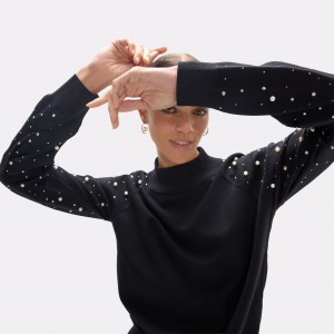 Lola Casademunt Pearl & Studs Black Πουλόβερ