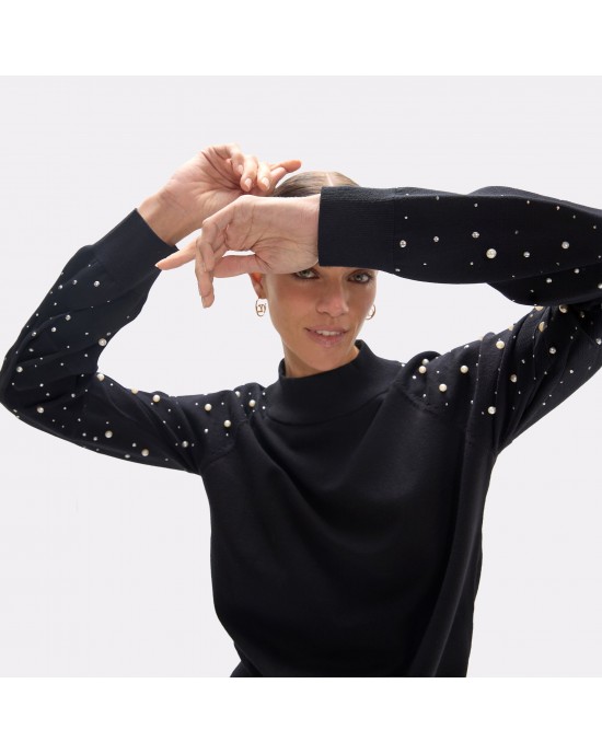 Lola Casademunt Pearl & Studs Black Πουλόβερ