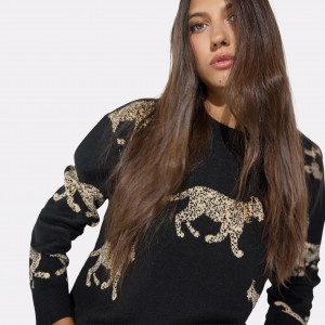 Lola Casademunt Leopard Print Black Πουλόβερ