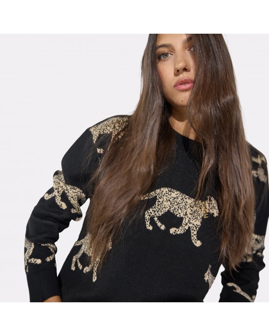 Lola Casademunt Leopard Print Black Πουλόβερ