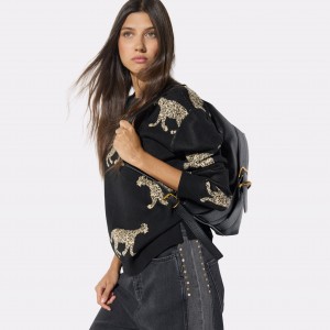 Lola Casademunt Leopard Print Black Πουλόβερ
