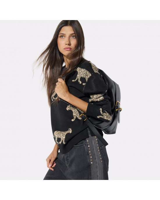 Lola Casademunt Leopard Print Black Πουλόβερ