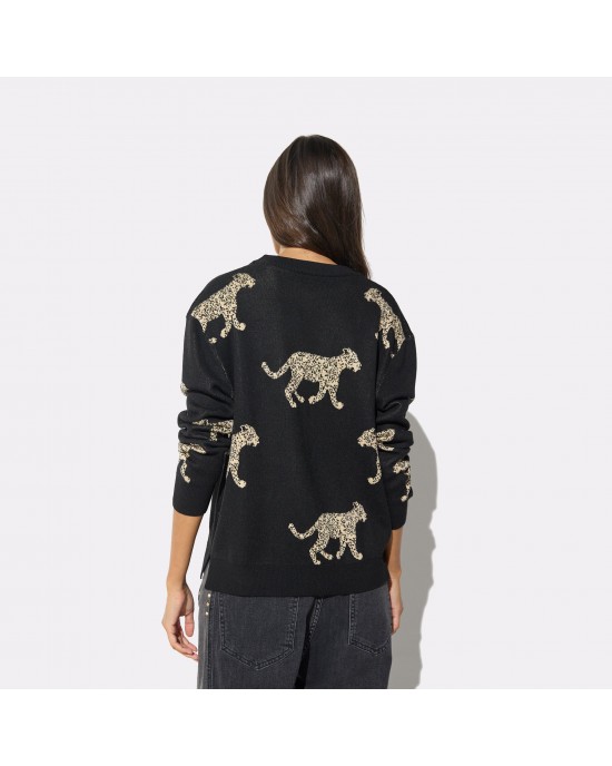 Lola Casademunt Leopard Print Black Πουλόβερ
