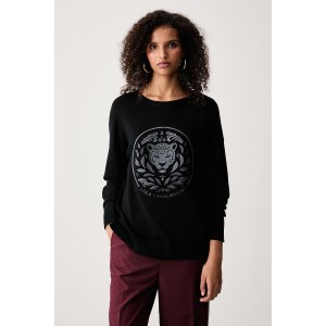 Lola Casademunt Embossed Leopard Black Πουλόβερ