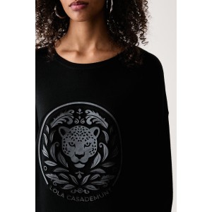 Lola Casademunt Embossed Leopard Black Πουλόβερ
