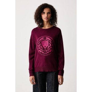 Lola Casademunt Embossed Leopard Burgundy Πουλόβερ
