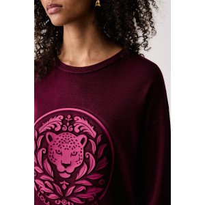 Lola Casademunt Embossed Leopard Burgundy Πουλόβερ